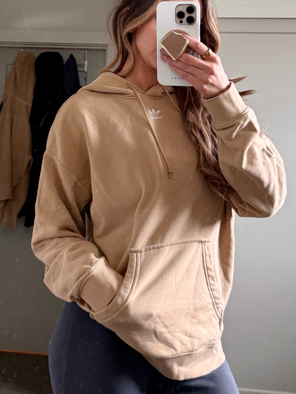 Adidas Originals Oversized Beige Cozy Hoodie Sweatshirt